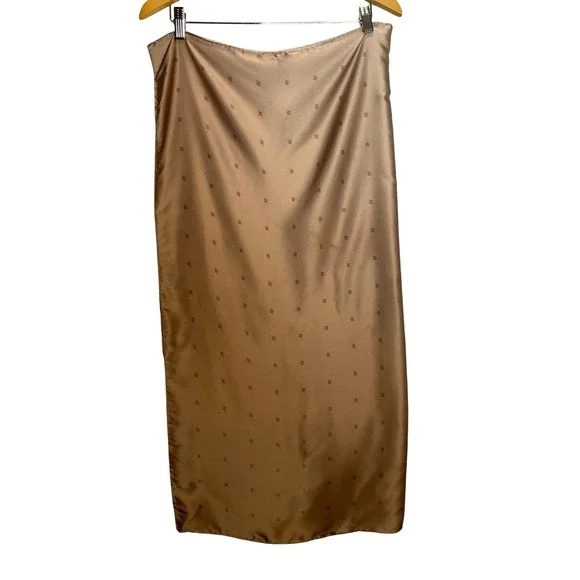 Armine Luxury Pure Silk Ombre All Over Logo Monogram Head Purse‎ Scarf Brown - Picture 3 of 8